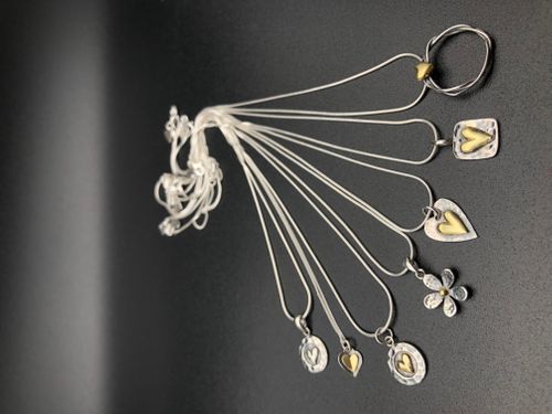 925 silver with Gold plated hearts pendants